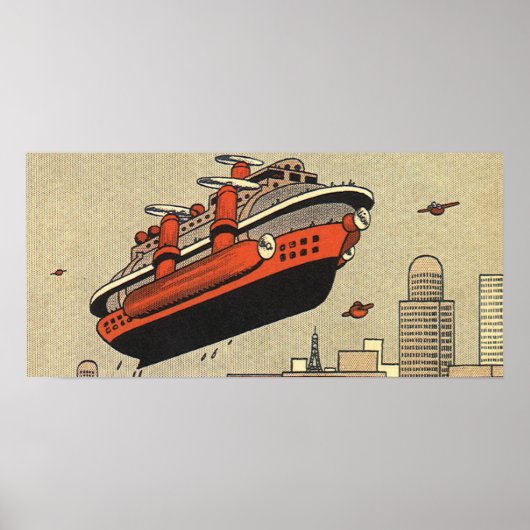 Poster Hélicoptère de croisière en science-fiction vintag (Devant)