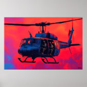 Poster Hélicoptère militaire Pop Art - Scène d'aviation (Devant)