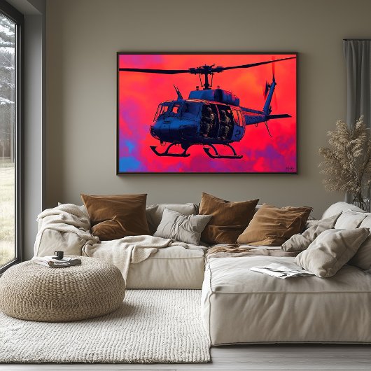 Poster Hélicoptère militaire Pop Art - Scène d'aviation
