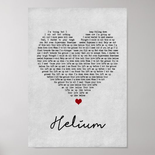 Poster Helium Grey Coeur Chanson Lyrique Mur Art Imprimer (Devant)