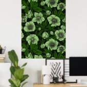 Poster Hellebores blancs avec feuille (Bureau à domicile)