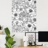 Poster Hellebores en noir et blanc (Bureau à domicile)