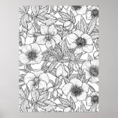 Poster Hellebores en noir et blanc (Devant)