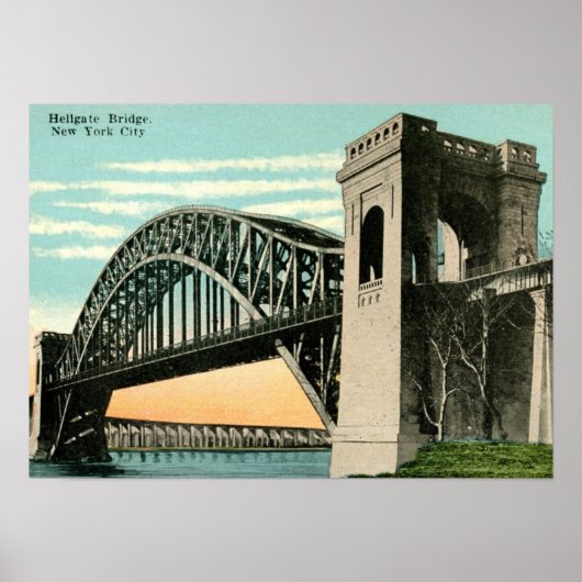 Poster Hellgate Bridge, New York City Vintage (Devant)