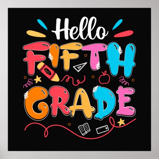 Poster Hello Fifth Grade Doodle (Devant)