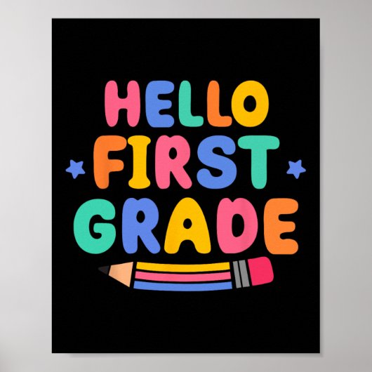 Poster Hello First Grade 1st Grade Back To School Teacher (Devant)