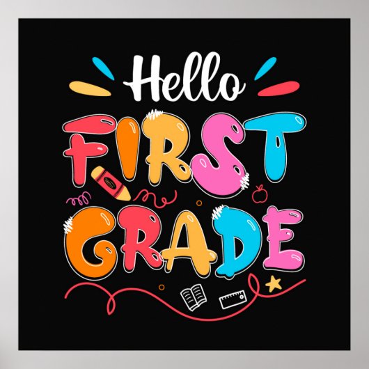 Poster Hello First Grade Doodle (Devant)