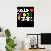 Poster Hello First Grade Team 1st Grade Back School Kids (Bureau à domicile)