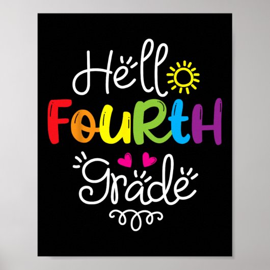 Poster Hello Fourth Grade Fun 4th Grade Byck To School Gi (Devant)