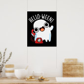 Poster Hello Funny Ghost Pun Dark BG (Cuisine)