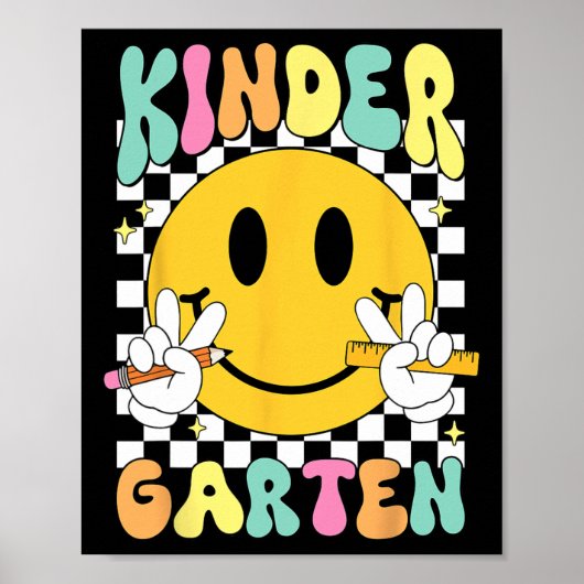 Poster Hello Kindergarten Smile Face Back To School Kinde (Devant)