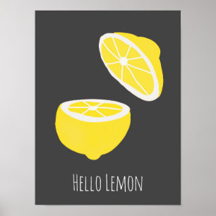 Poster Hello Lemon modern yellow fruit