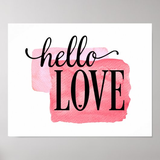 Poster Hello Love - Modern Watercolor Love Imprimer (Devant)