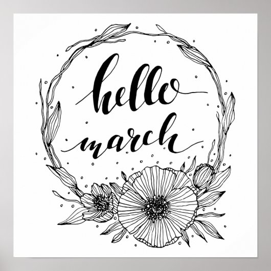 Poster Hello March Line Art (Devant)