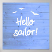 Poster Hello Sailor Fun Boating Beach Art (Devant)
