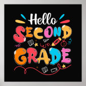 Poster Hello Second Grade Doodle (Devant)