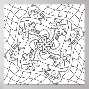 Poster Hello Spring : Page de coloriage pour adultes
