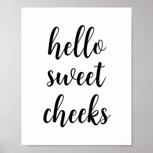 Poster Hello Sweet Cheeks Funny Humour de salle de bain