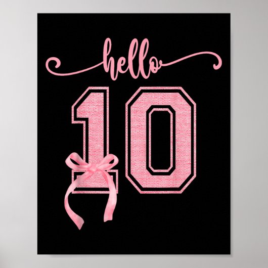 Poster Hello Ten Double Chiffres Cute Coquette Bow 10th B (Devant)