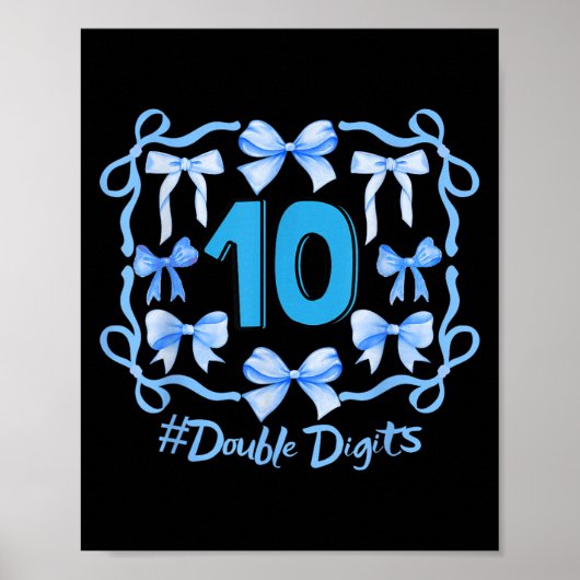 Poster Hello Ten Double Chiffres Cute Coquette Bow 10th B (Devant)