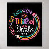 Poster Hello Third Grade 3rd Grade Back To School Kids Te (Devant)
