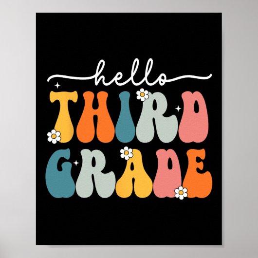 Poster Hello Third Grade Byck To School 3rd Grade Teacher (Devant)