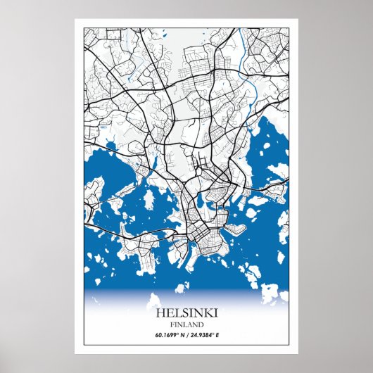 Poster Helsinki Finland City Map Coordinates Travel (Devant)