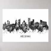 Poster Helsinki Finland Skyline BW (Devant)