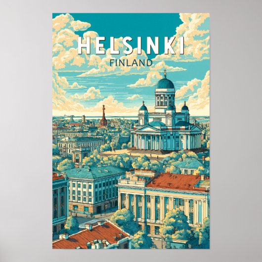 Poster Helsinki Finland Voyage Art Rétro (Devant)