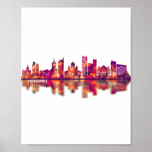 Poster Helsinki Finlande Skyline (Devant)