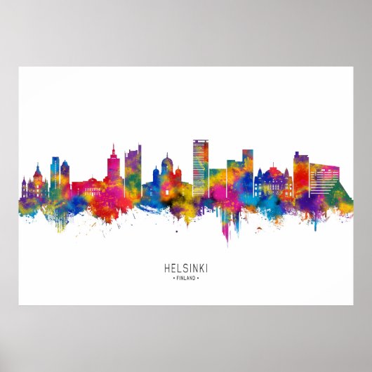 Poster Helsinki Finlande Skyline (Devant)