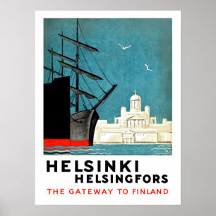 Poster Helsinki, Helsingfors, passage vers la Finlande,