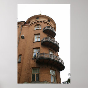 Poster Helsinki Turret Architecture : Bâtiment Art Nouvea