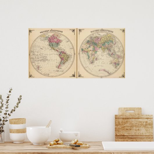 Poster Hémisphère occidental et hémisphère oriental (Cuisine)