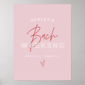 Poster HENLEY Moderne rose rouge Retro Bachelorette Bienv (Devant)