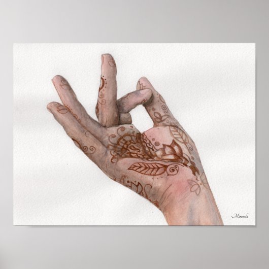 Poster Henné Hand Art Print Mehndi Prêt À Fragmenter Mira (Devant)