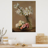 Poster Henri Fantin-Latour Roses Vintages et Lilies (Cuisine)