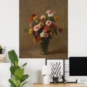Poster Henri Latour - Zinnias (Bureau à domicile)