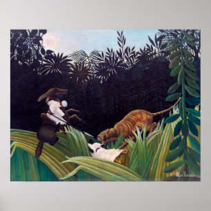 Poster Henri Rousseau - Éclaireurs attaqués par un tigre