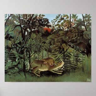 Poster Henri Rousseau - L'Attaque Du Lion Affamé