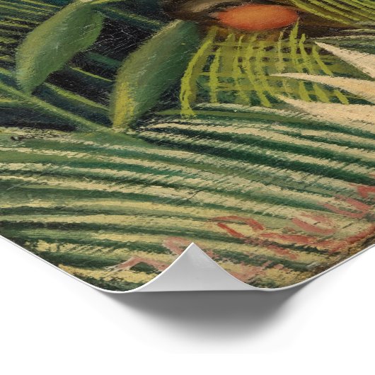 Poster Henri Rousseau - Singes et perroquets en Forêt Vie (Coin)