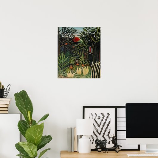 Poster Henri Rousseau - Singes et perroquets en Forêt Vie (Bureau à domicile)