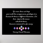 Poster Henry David Thoreau - Citation Différente du batte (Devant)