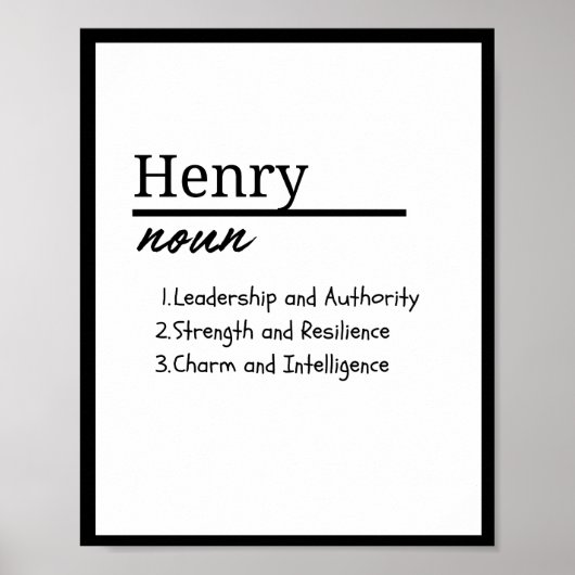 Poster Henry, Garçon Nom Personnalisé Définition (Devant)