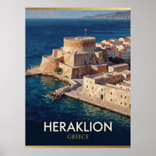Poster Héraklion Grèce Port Vénitien Voyage