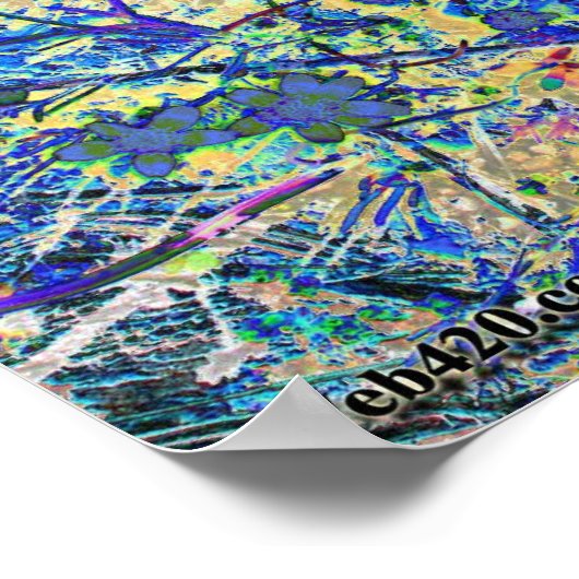 Poster herbe bleue et fleurs (Coin)