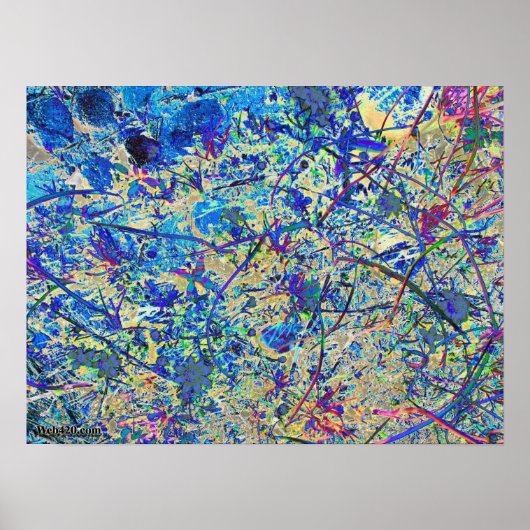 Poster herbe bleue et fleurs (Devant)