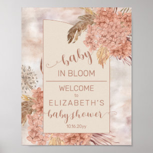Poster Herbe Boho Pampas   Accueil du Baby shower Hydrang