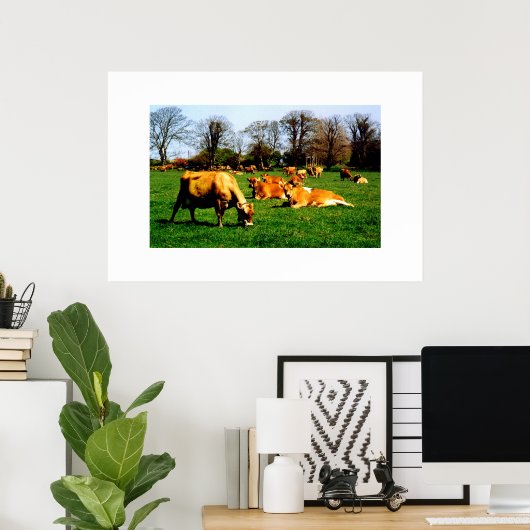 POSTER HERBE DE VACHES JERSEY (Bureau à domicile)