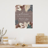 Poster Herbe des Pampas & Feuilles Mariage Bohème Terrien (Cuisine)